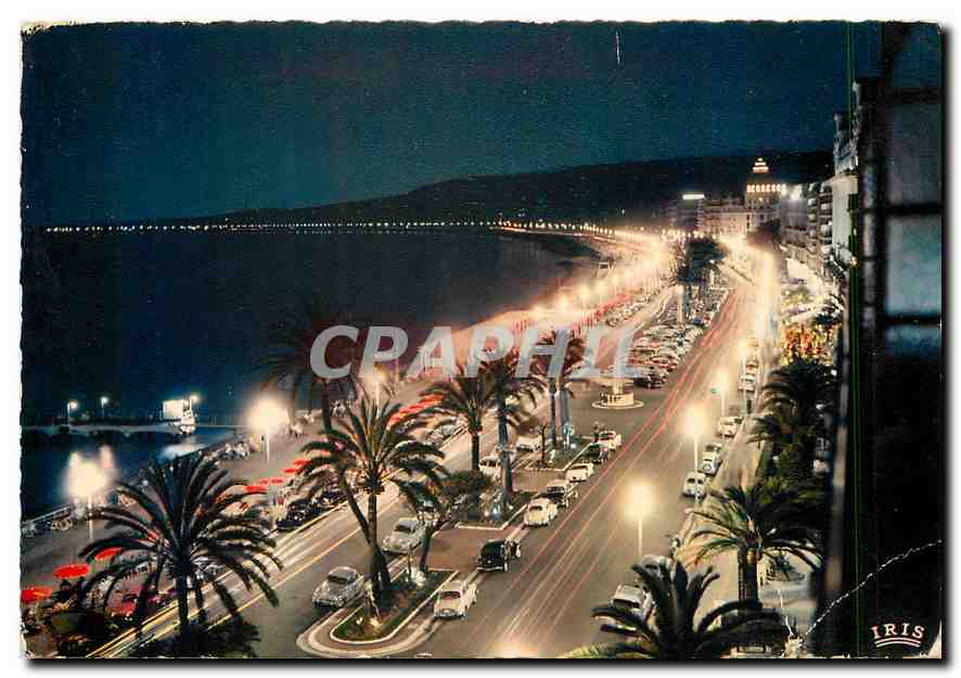 CPM Reflets de la Cote d'Azur Nice la nuit La Promenade des Anglais 