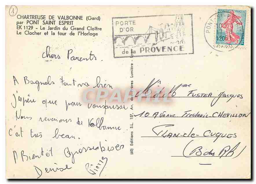 Chartreuse de Valbonne — Jardin du Grand Cloître — Éditions S.L. n°60 — Rückseite