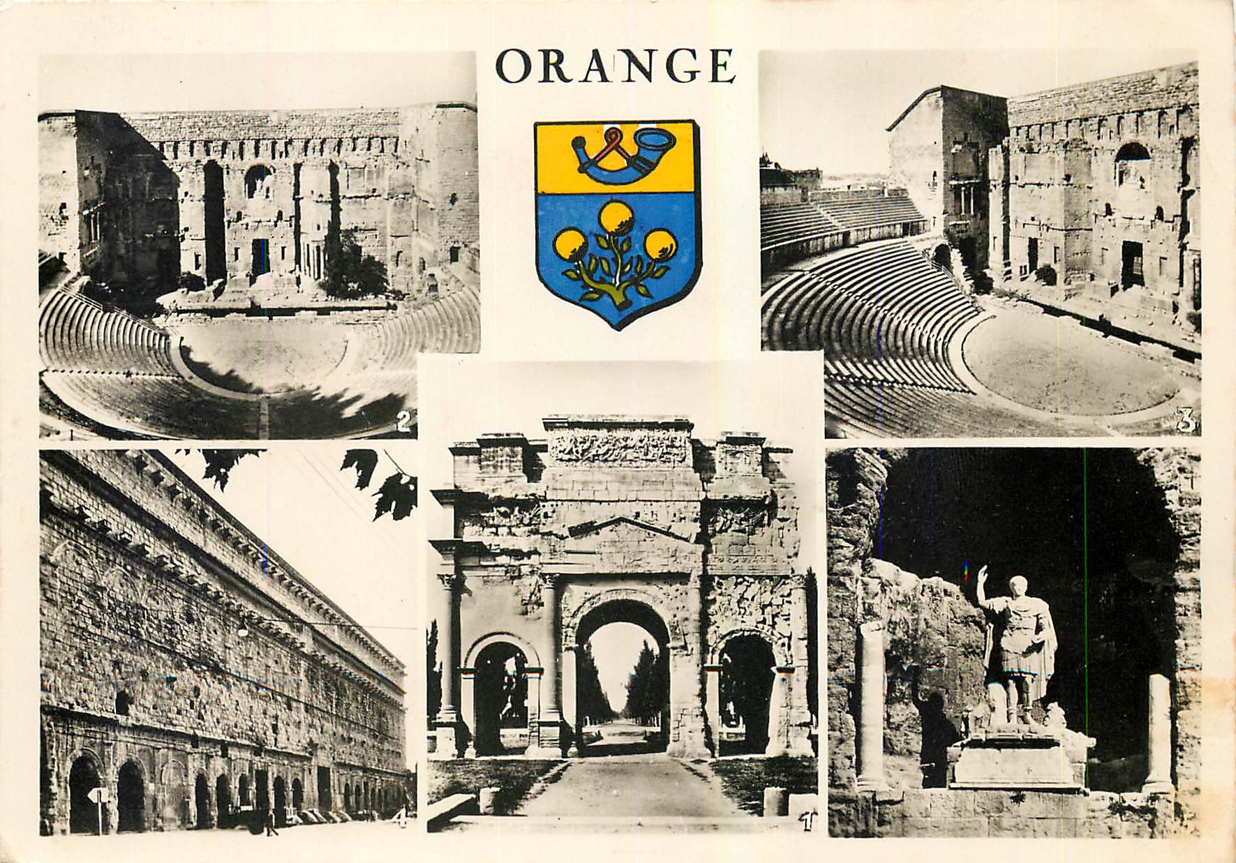 CPM Orange L'Arc de Triomphe L'Hemicycle du Theatre Antique L'Amphitheatre Romain Facade du Theatre 