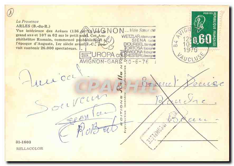 CPM La Provence Arles B du R Vue interieure des Arenes  — Verso