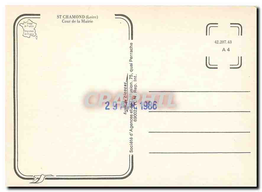 CPM St Chamond Loire Cour de la Mairie  — Rückseite
