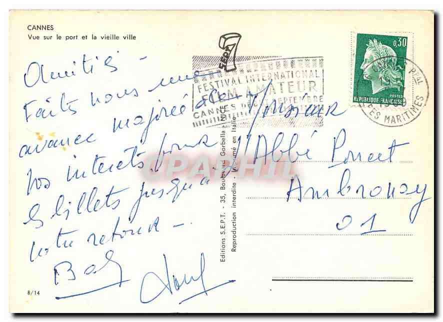 CPM Cannes Vue sur le port et la vieille ville  — Rückseite