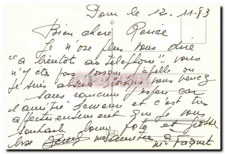 CPM Bonne Fete  — Rückseite
