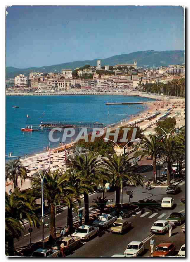 CPM Cannes vue sur les plages de la Croisette et le Suquet 