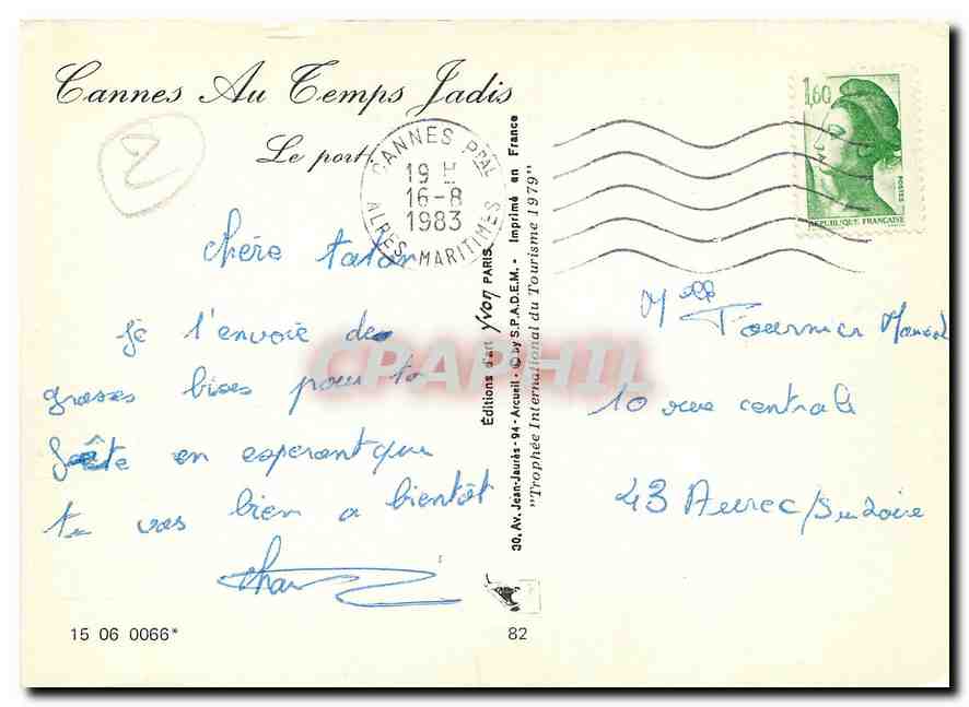 CPM Cannes Alpes Maritimes Au Temps Jadis le port  — Rückseite