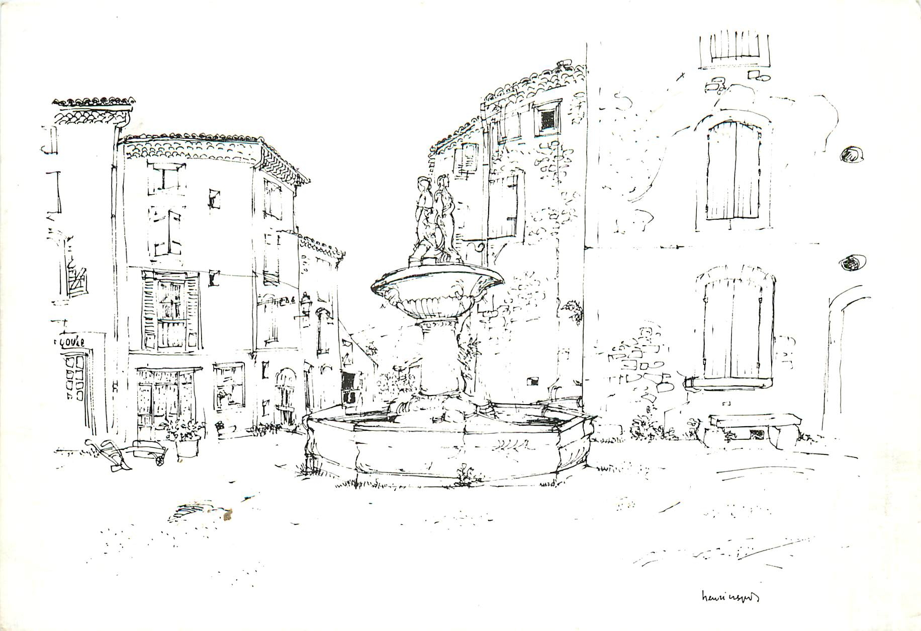 CPM Dessins d'Henri Crespi Le Luberon Saignon la Fontaine 