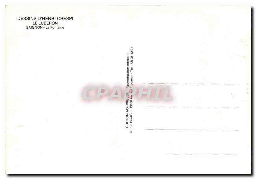 CPM Dessins d'Henri Crespi Le Luberon Saignon la Fontaine  — Rückseite