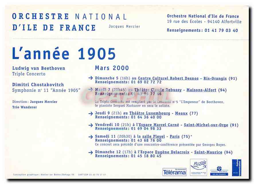 CPM Orchestre National d'Ile de France Mercier  — Verso