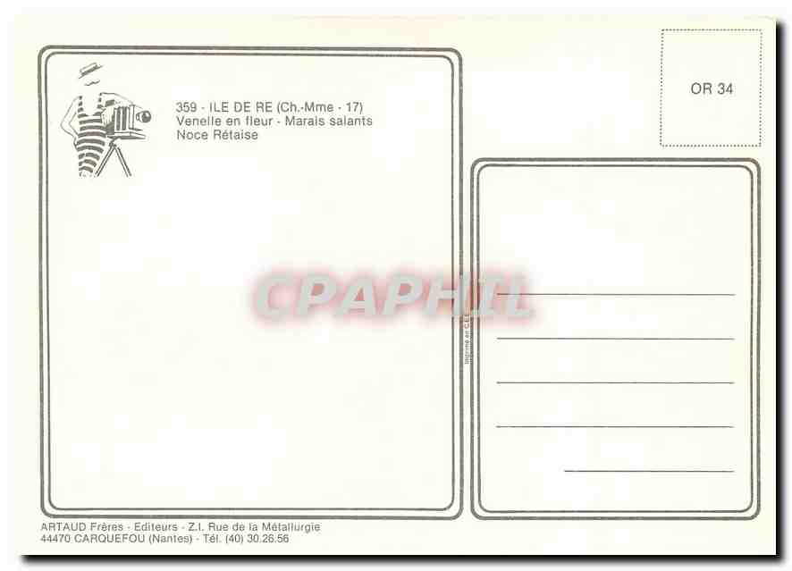 CPM Ile de Re Ch Mme Venelle en Fleur Marais salants Noce Retaise  — Back