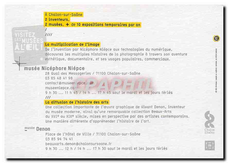 CPM Visitez les musees a l'œil Chalon sur Saone Musee Nicephore Niepce Denon — Rückseite