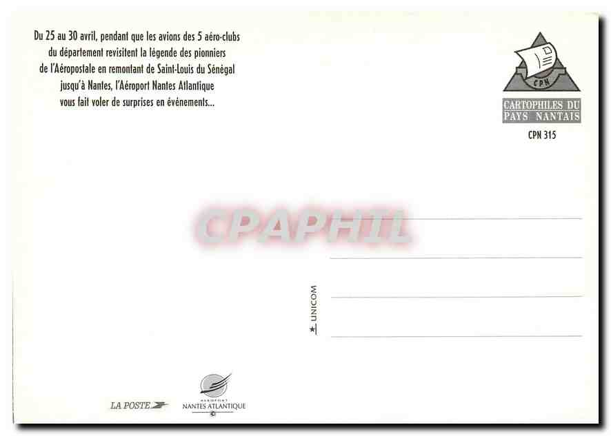 CPM Pays Nantais Grand Sud Grand Ouesdt 200 Chameau Avion  — Rückseite