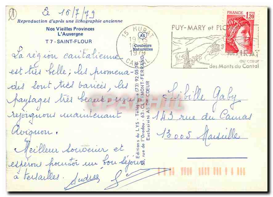 CPM Nos Vieilles Provinces L'Auvergne Saint Flour  — Rückseite