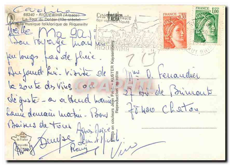 Riquewihr — Tour du Dolard — éditeur Imprimerie de France, n° 68340 — Reverso