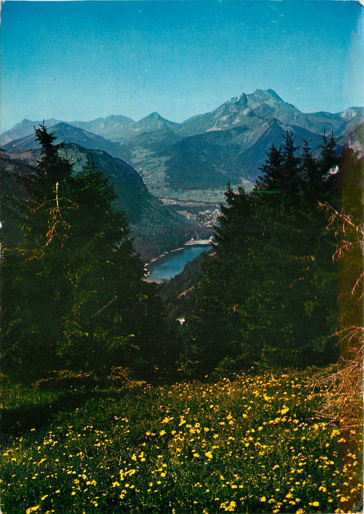 CPM Haute Savoie Au sommet du Col de Bassachaux Le Lac de Montriond et le Roc d'Enfer 