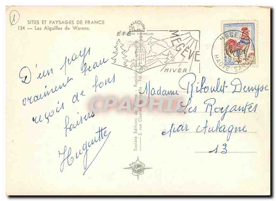 CPM Sites et Paysages de France Les Aiguilles de Warens  — Back