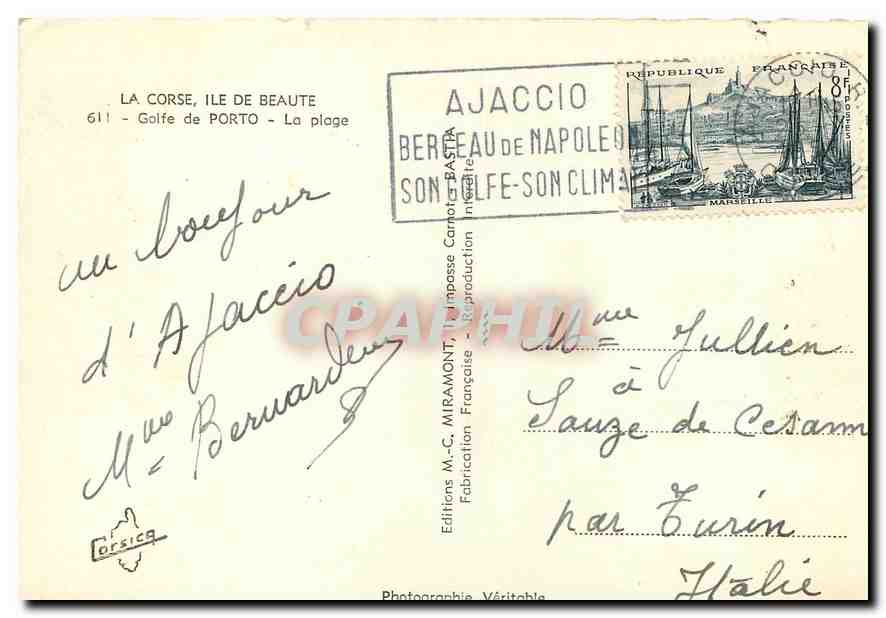 CPM La Corse Ile de Beaute Golfe de Porto La plage  — Rückseite