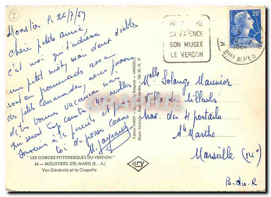 Les Gorges pittoresques du Verdon — Moustiers-Sainte-Marie — Édition Tardy — Reverso