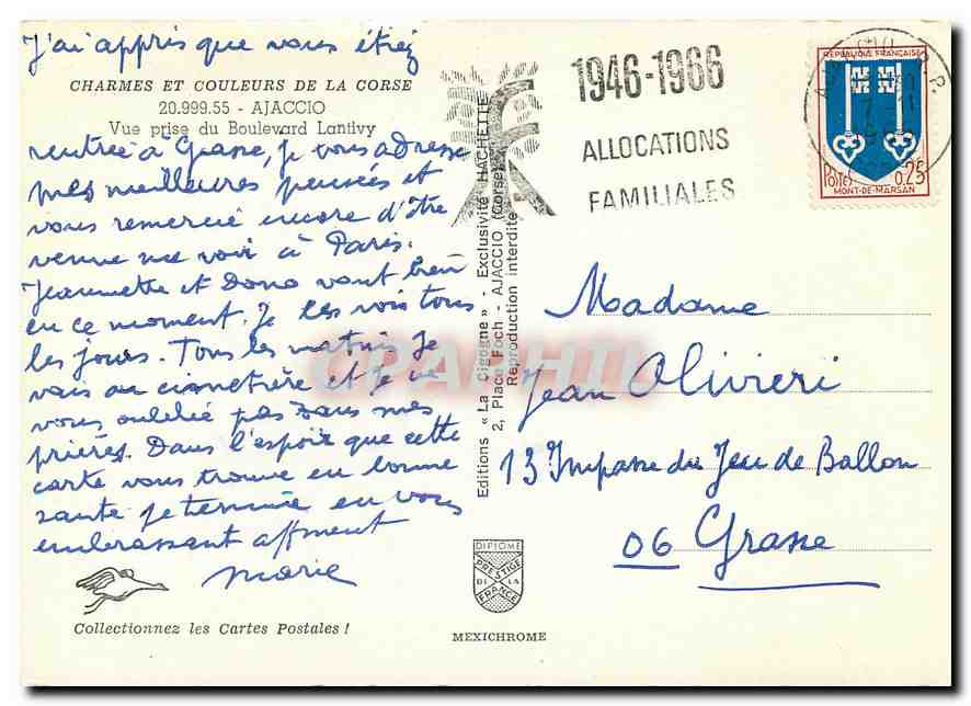 CPM Charmes et Couleurs de la Corse Ajaccio Vue prise du Boulevard Lantivy  — Rückseite