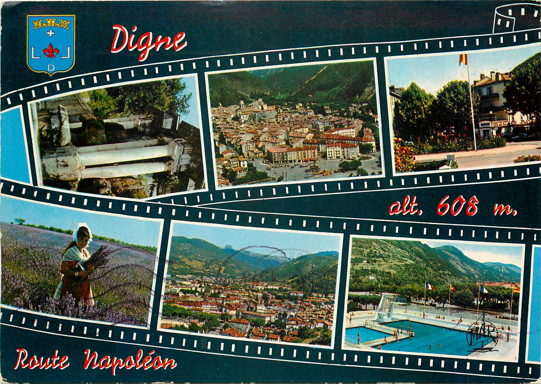 CPM Digne Capitale de la Lavande Les Thermes Vue generale et le Pont sur la Bleone Le Rond Point Cha