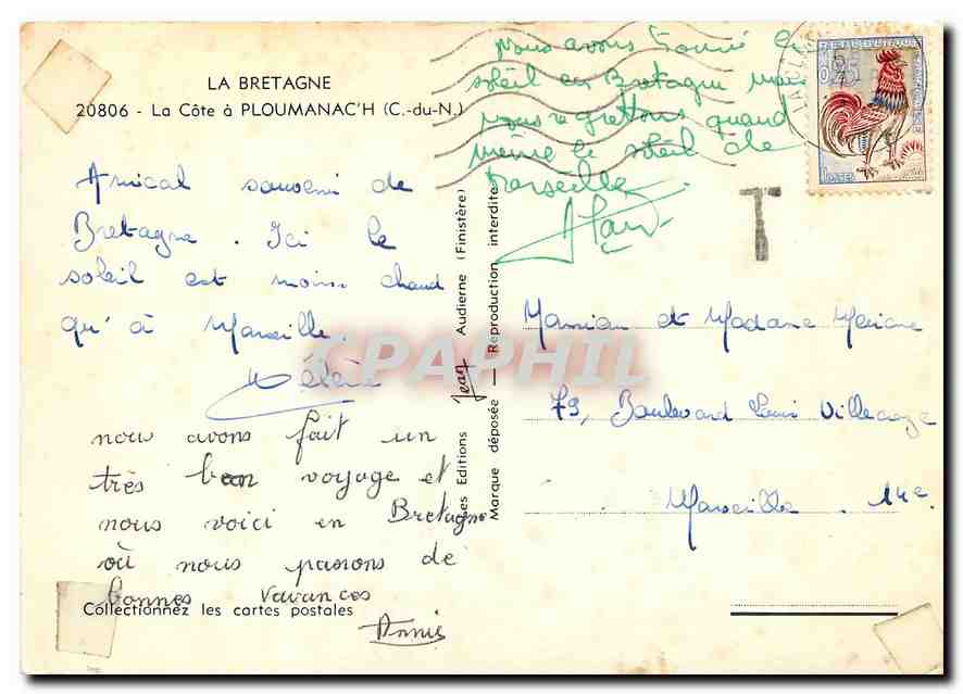 CPM La Bretagne La Cote a Ploumanach C du N  — Rückseite