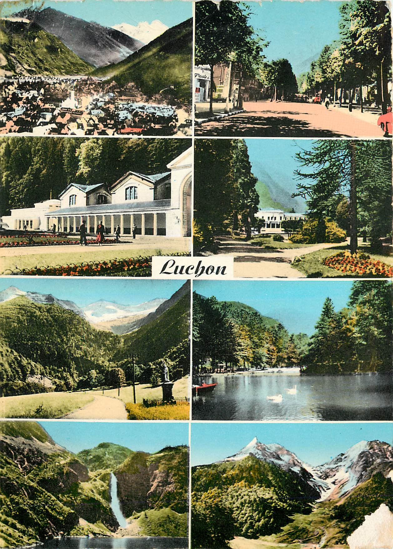 CPM Luchon Vue generale Allees d'Etigny Etablissement Thermal Le Casino Vallee du Lys Le Parc Lac d'