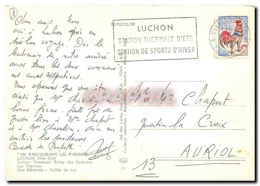 Luchon — Station thermale d'été — Télésgramme du Bon Curiste — Verso