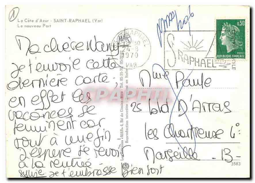 CPM La Cote d'Azur Saint Raphael Var Le nouveau Port  — Rückseite