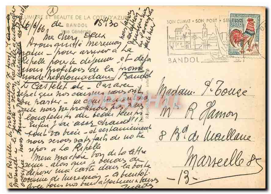 CPM Lumiere et Beaute de la Cote d'Azur Bandol Vue generale  — Rückseite