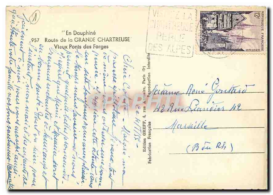 Ponts anciens — Route de la Grande Chartreuse — Édition Greff — Rückseite