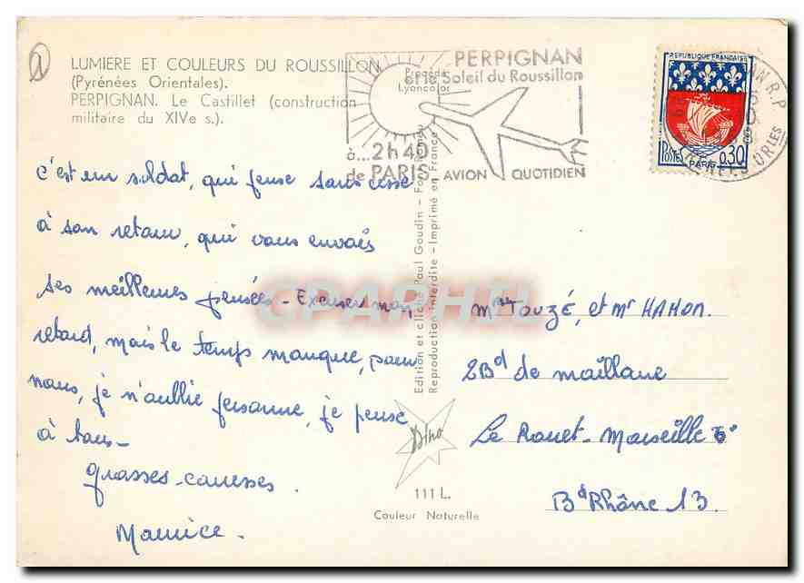 CPM Lumiere et Coulerurs du Roussillon Pyrenees Orientales Perpignan Le Castillet  — Verso