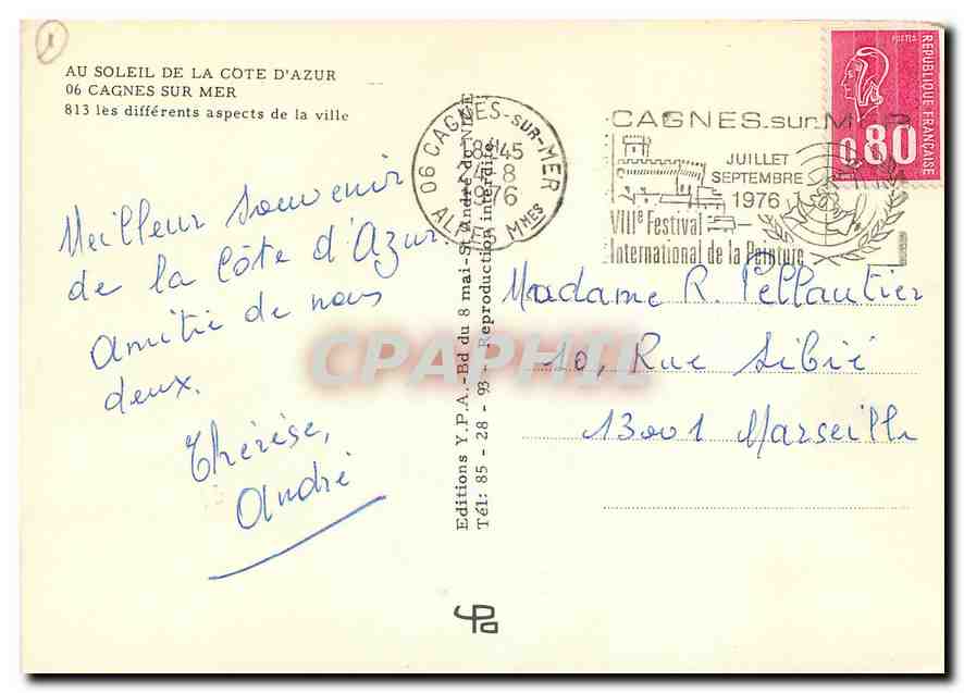 CPM Au soleil de la Cote d'Azur Cagnes sur Mer  — Verso