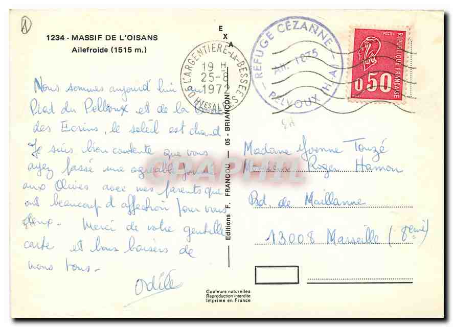 CPM Massif de l'Oisans Ailefroide  — Rückseite