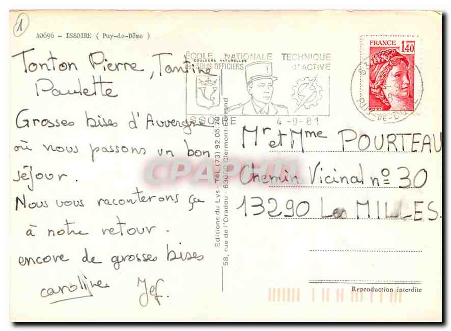 CPM Issoire Puy de Dome  — Verso