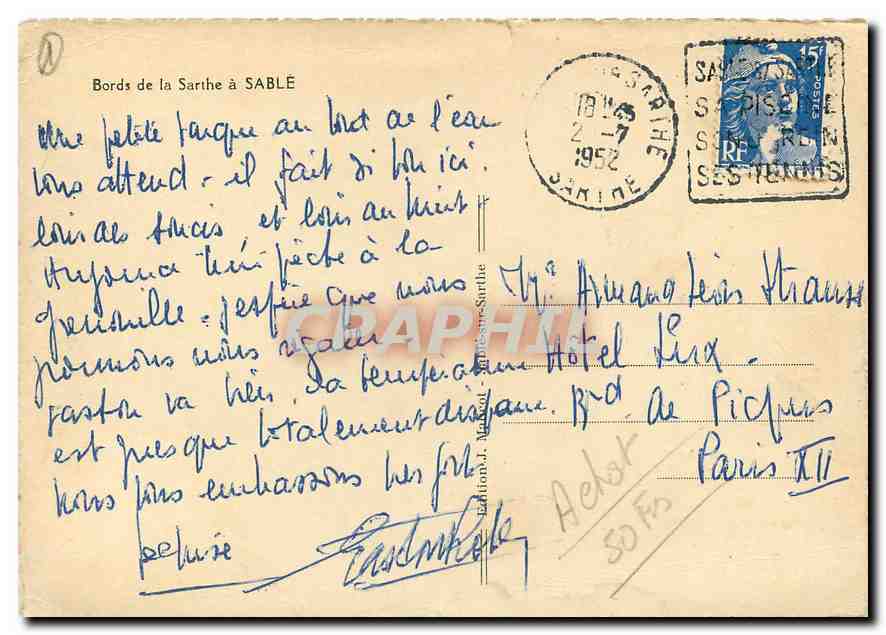 CPM Bords de la sarthe a Sable  — Rückseite