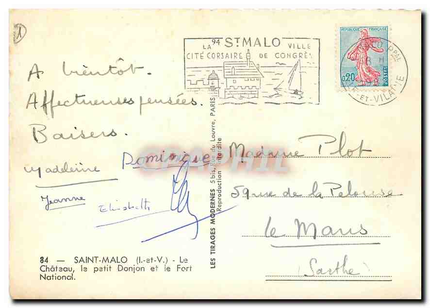 Saint-Malo — Le Château, le petit Donjon et le Fort National — Tirages Modernes — Verso