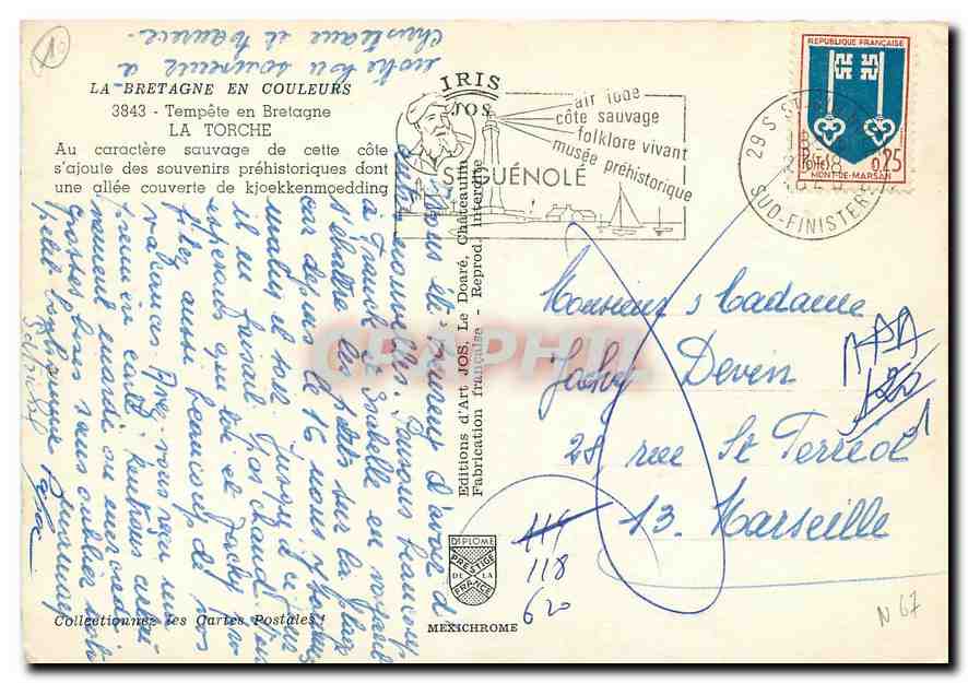 CPM La Bretagne en Couleurs Tempete en Bretagne La Torche  — Back