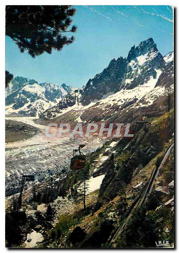 CPM Chamonix Mont Blanc Montevers Mer de Glace Le Wagon volant telepherique desservant la Grotte de 