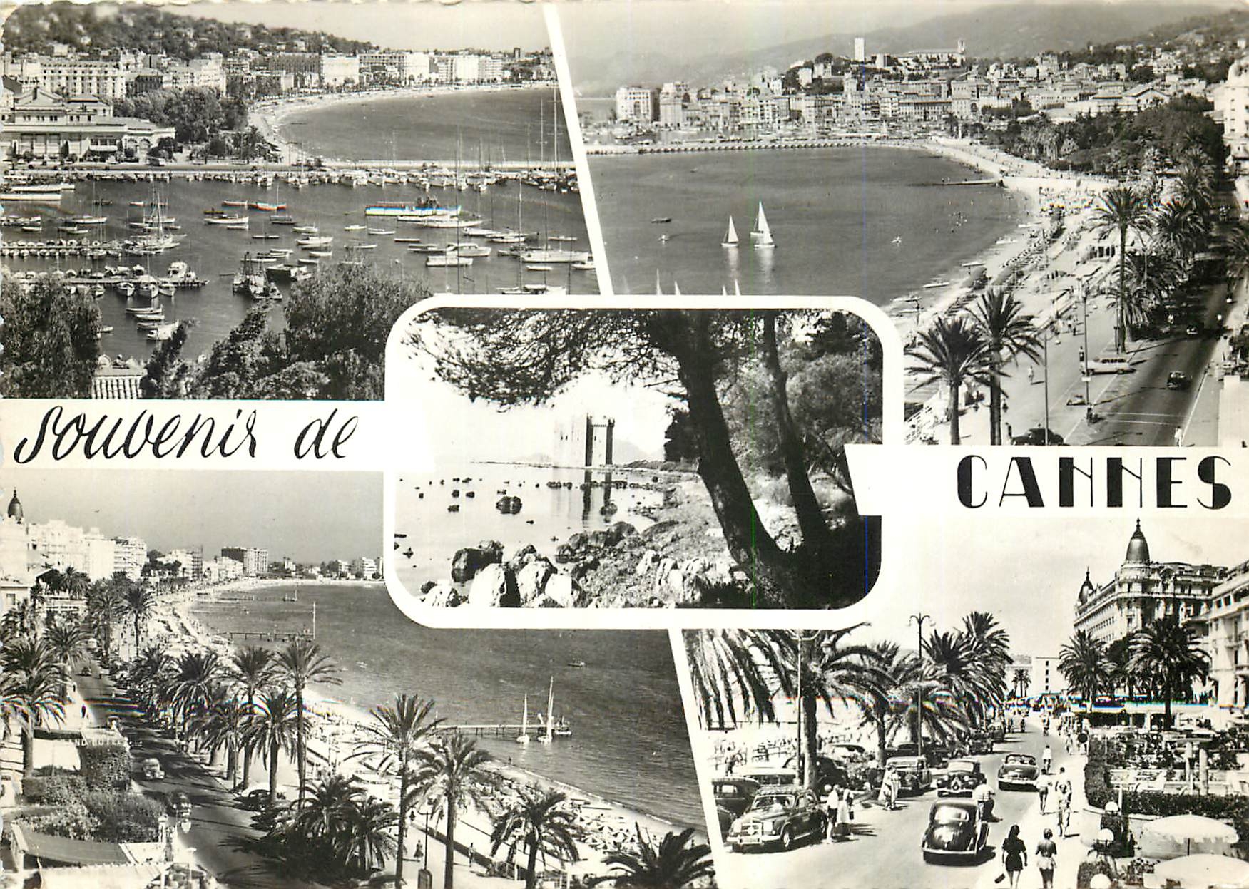 CPM Cannes Vue d'ensemble prise du Suquer La Plage de la Croisette et le Suquet Saint Honorat l'anci