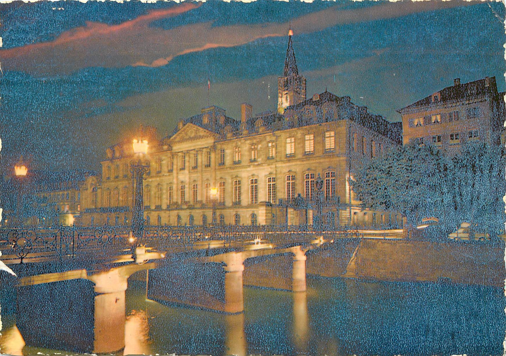 CPM Strassbourg La Nuit Le Palais des Rohan et la Cathedrale 