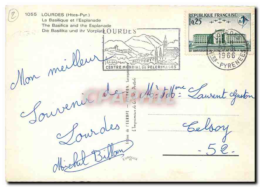 CPM Lourdes Htes Pyr La Basilique et l'Esplanade  — Verso