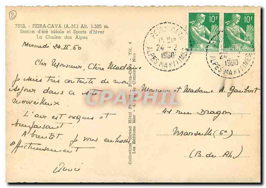 Église de Peïra-Cava — Vue sur les Alpes — Éditeur Mar — Reverso