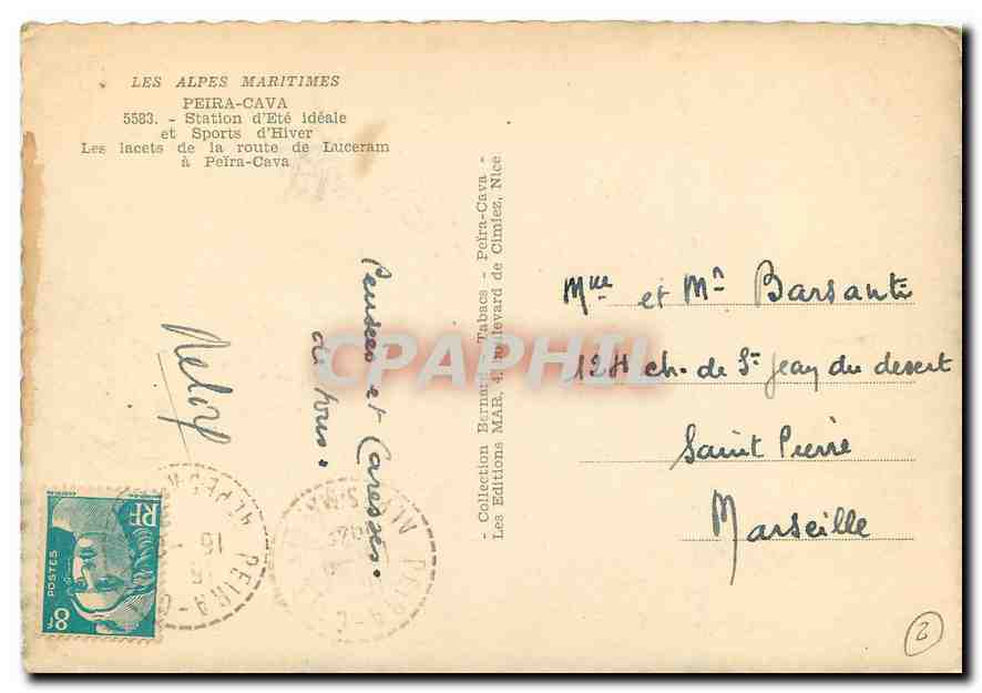 Les lacets de la route de Peïra-Cava — Les Alpes-Maritimes — Éditions Bernard Tabace — Back