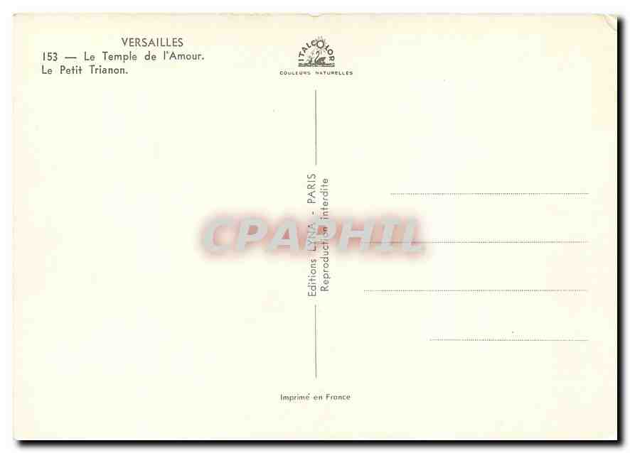 CPM Versailles Le Temple de l'Amour Le Petit Trianon  — Rückseite