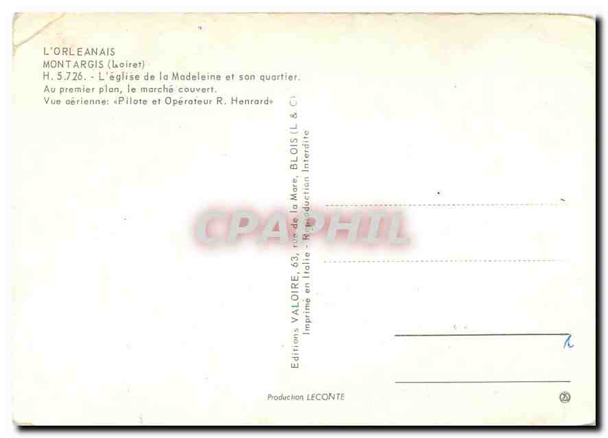 CPM l'Orleanais Montargis Loiret l'eglise de la Madeleine et son quartier — Verso