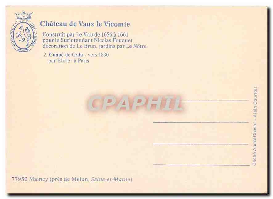 CPM Chateaux de Vaux le Vicomte Coupe de Gala  — Rückseite
