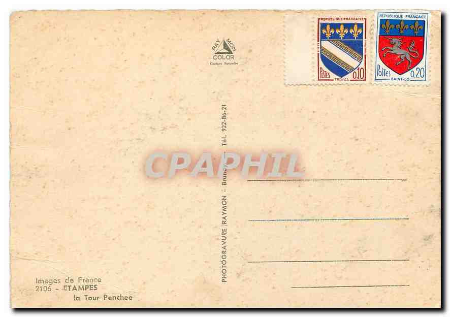 CPM Images de France Etampes la Tour Penchee  — Back