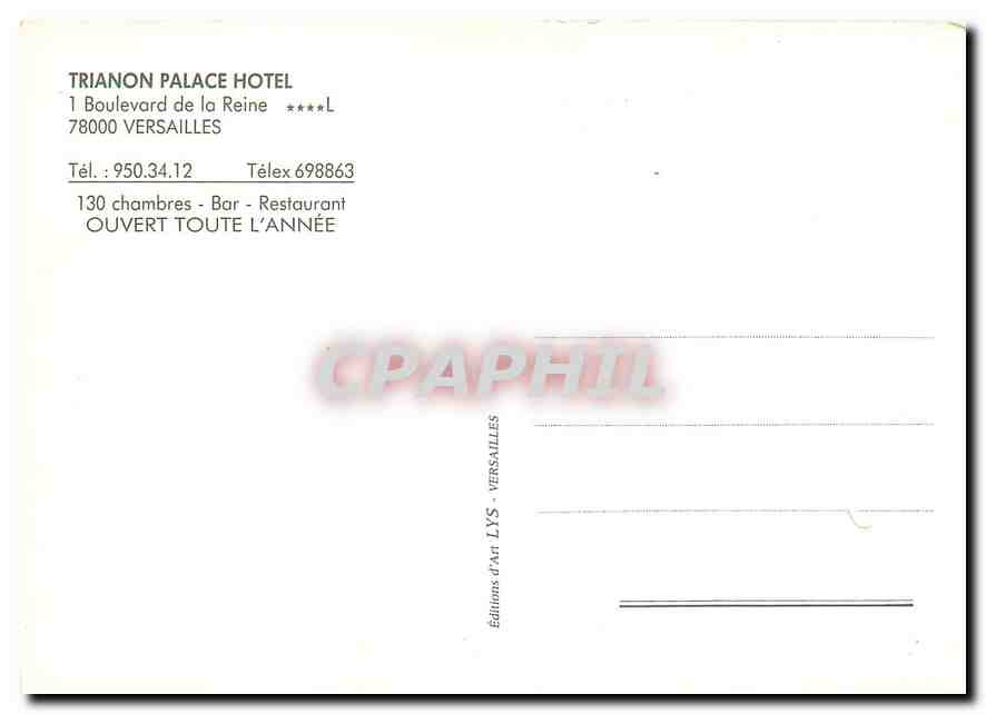 Hôtel Trianon Palace — Versailles — Éditions d'Art LYS — Verso