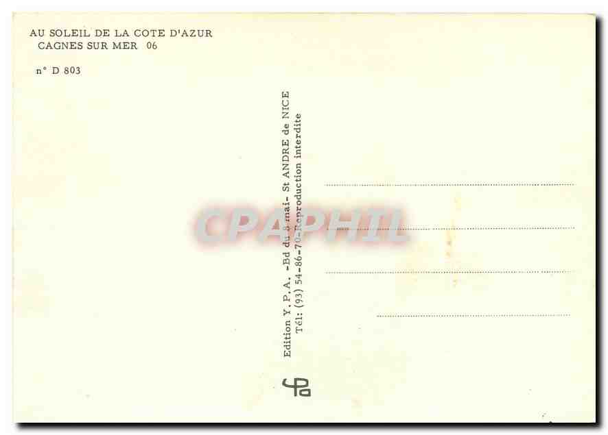 CPM Au soleil de la Cote d'Azur Cagnes sur Mer  — Verso