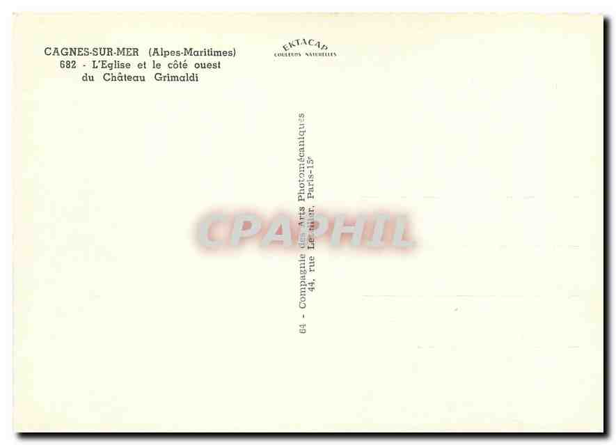 CPM Cagnes sur Mer Alpes Maritimes l'Eglise et le cote ouest du Chateau Grimaldi  — Verso
