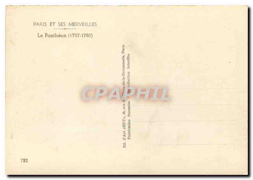 CPM Paris et ses Merveilles Le Pantheon Automobile — Rückseite